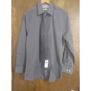New Men's Nick Graham Striped Dress Shirt Size M Gray